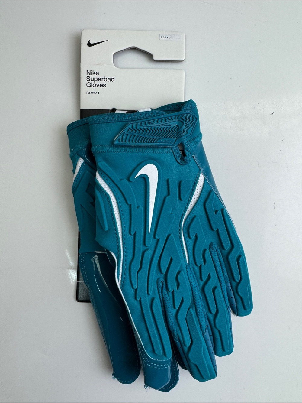 Nike Superbad 7.0 Football Gloves Teal Blue/White Adult Size Large HF0311 432 L